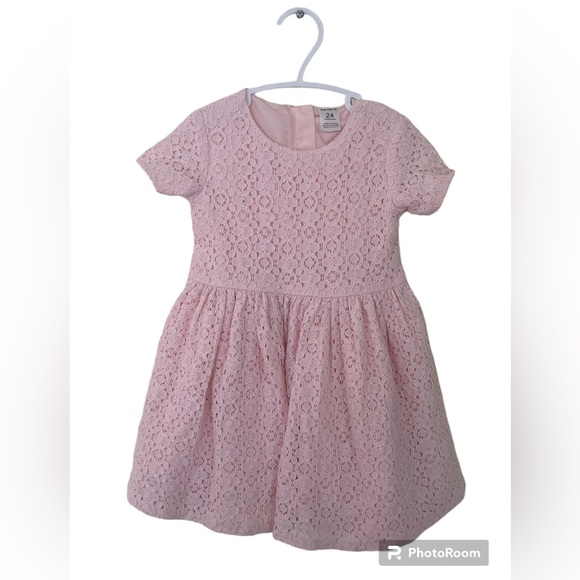 EUC Carter’s Eyelet Lace Dress Pale Pink 24M / 2T - Picture 1 of 3